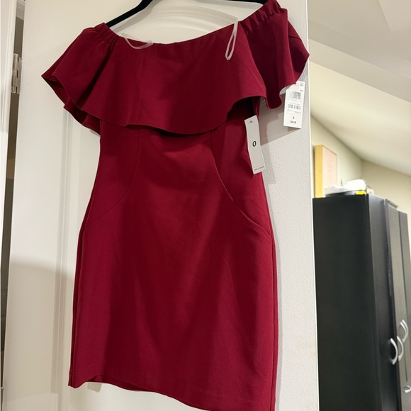 Macy's Dresses & Skirts - Elegant Off-Shoulder Burgundy Dress